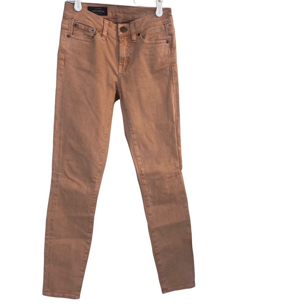 J.Crew Toothpick Jeans Women 24 Clay Skinny Mid‎ Rise Garment Dyed Five Pocket